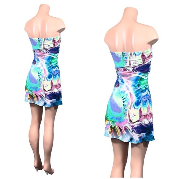 SKY WATERCOLOR MINI DRESS SZ L $120 - Picture 7 of 11